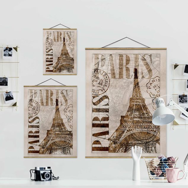 Tavlor brun Shabby Chic Collage - Paris