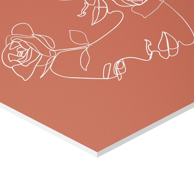 Tavlor Line Art Faces Women Roses Copper