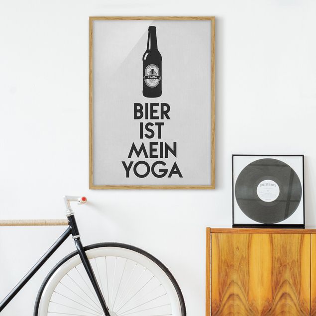 Tavlor med ram svart och vitt Bier Ist Mein Yoga