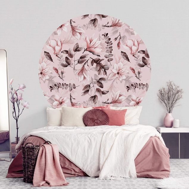 Kök dekoration Blossoms With Grey Leaves In Front Of Pink