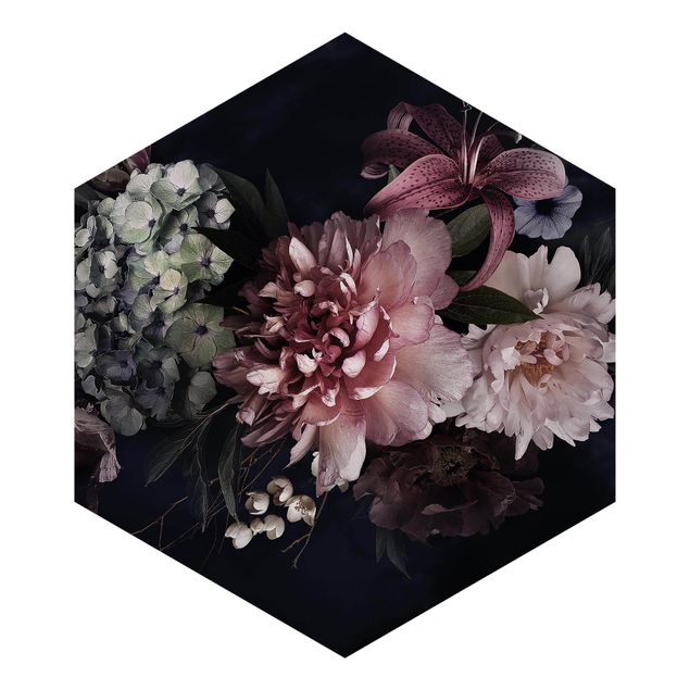 Fototapeter svart Flowers With Fog On Black