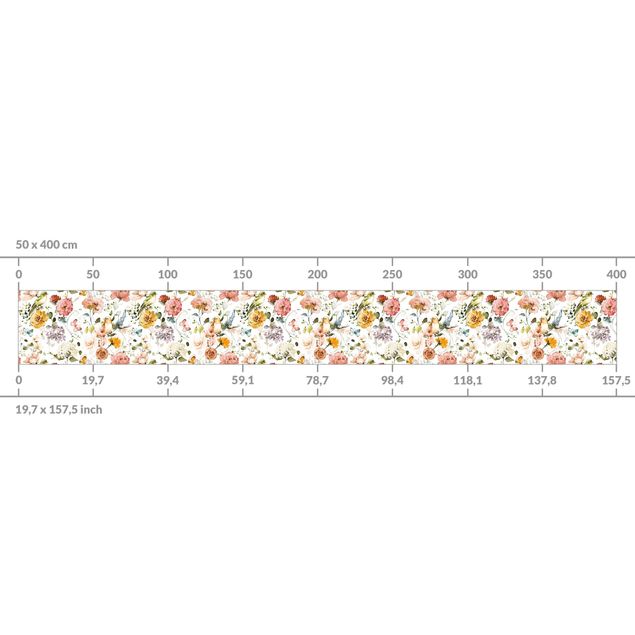 Stänkskydd kök - Flowers and Birds Watercolour Pattern
