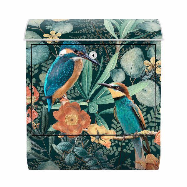 Brevlådor vintage Floral Paradise Kingfisher And Hummingbird