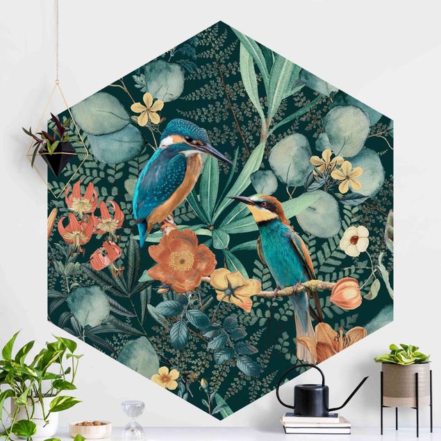 Kök dekoration Floral Paradise Kingfisher And Hummingbird