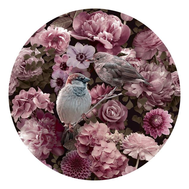 Fototapeter blommor  Floral Paradise Sparrow In Antique Pink