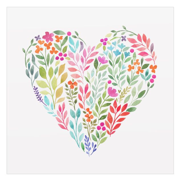 Fönsterfilm - Flowery Watercolour Heart-Shaped
