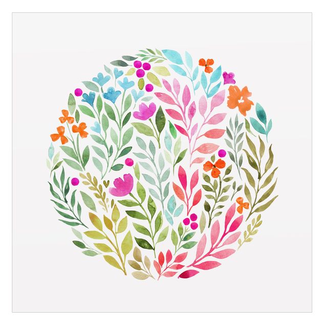 Fönsterfilm - Flowery Watercolour Circular