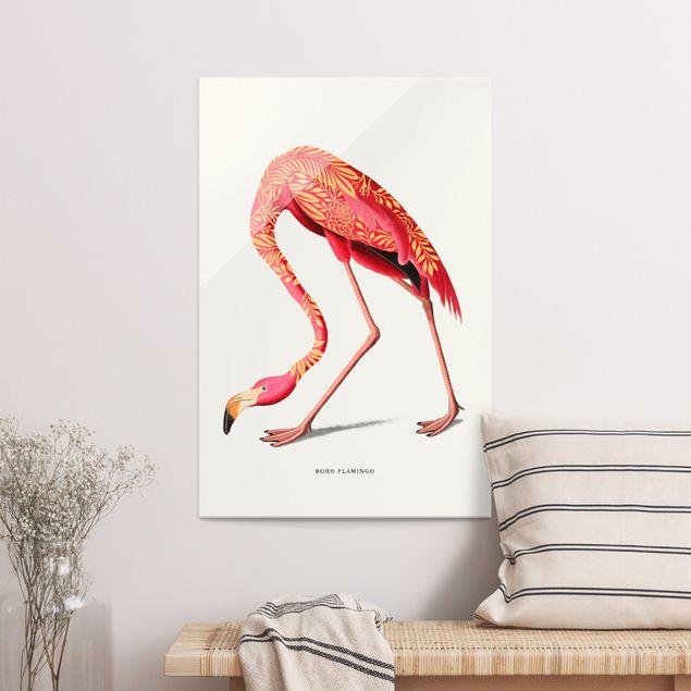 Glastavlor djur Boho Birds - Flamingo