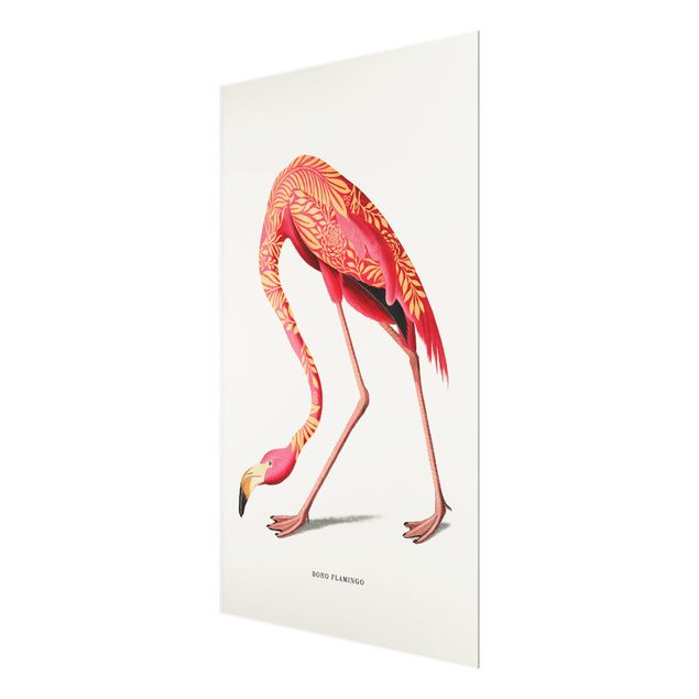 Magnettafel Glas Boho Birds - Flamingo