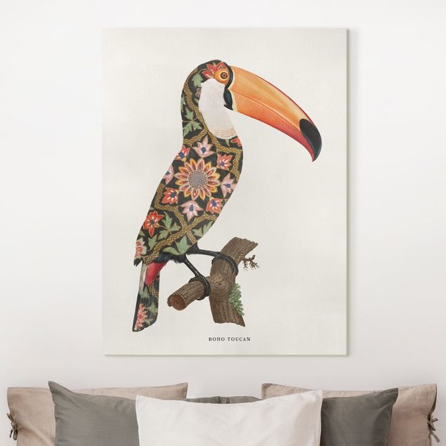 Canvastavlor fåglar Boho Birds - Toucan