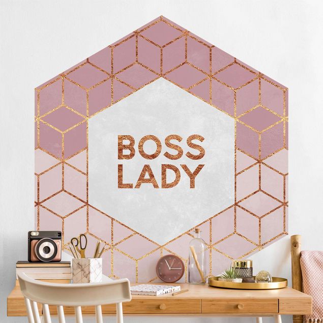 Tapeter geometrisk Boss Lady Hexagons Pink