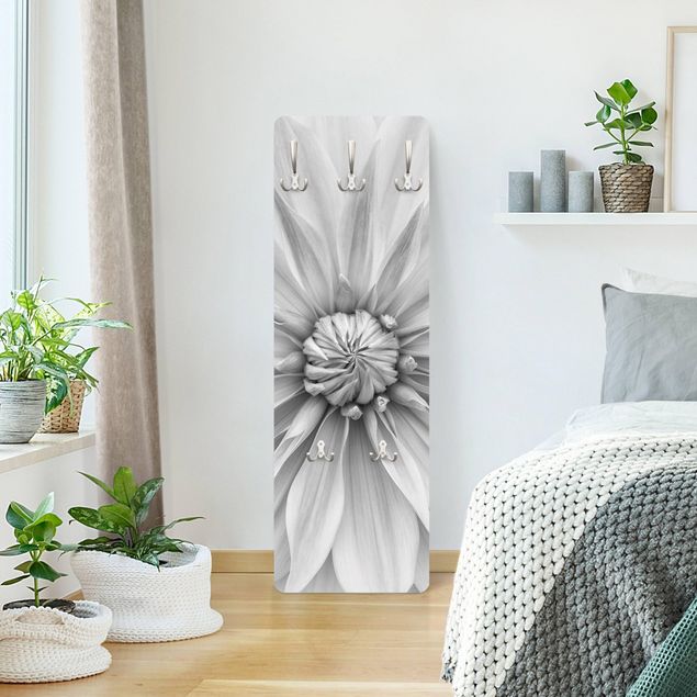 Klädhängare vägg svart och vitt Botanical Blossom In White