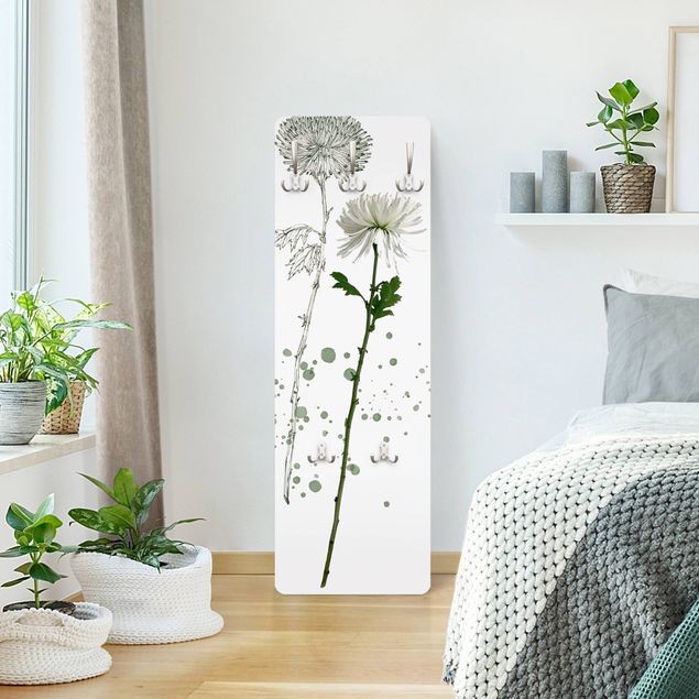Klädhängare vägg vit Botanical Watercolour - Dandelion