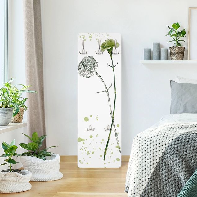Klädhängare vägg vit Botanical Watercolour - Carnation