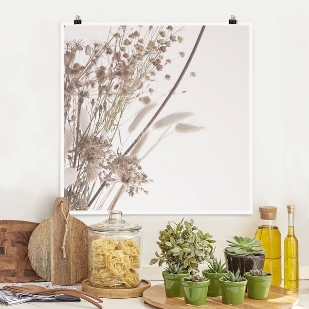 Posters blommor  Bouquet Of Ornamental Grass And Flowers