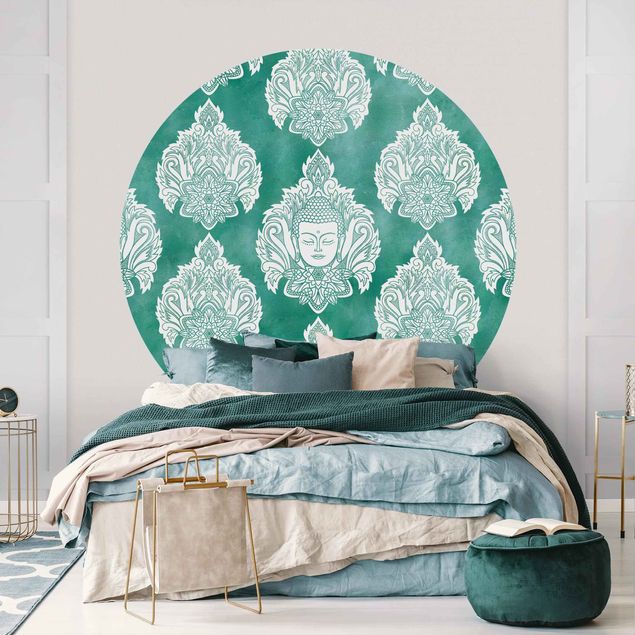 Kök dekoration Buddha And Lotus Emerald Pattern
