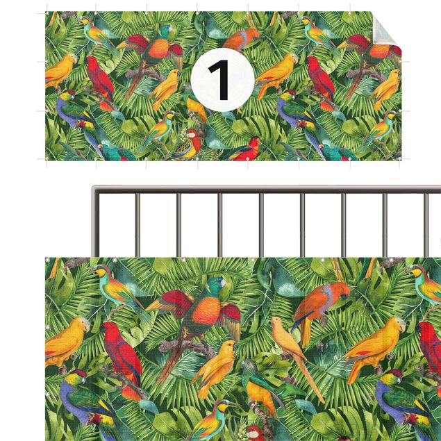 Insynsskyddsmatta Colourful Collage - Parrots In The Jungle