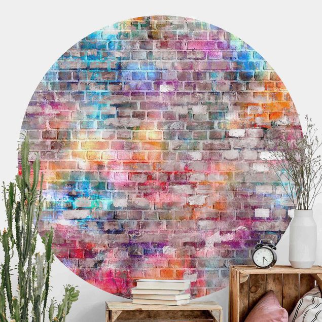 Fototapeter marmor utseende Colourful Shabby Brick Wall
