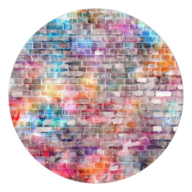 Fototapeter sten utseende Colourful Shabby Brick Wall