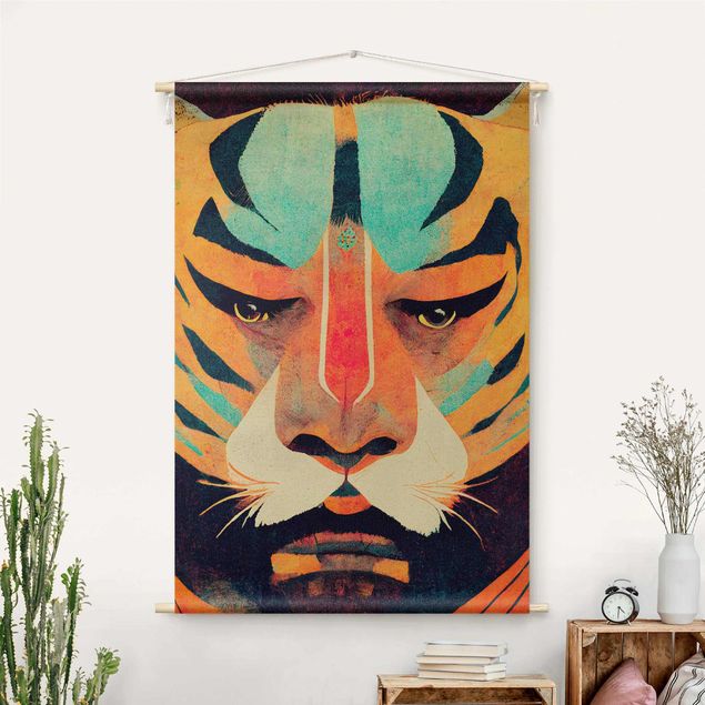 Modern väggbonad Colourful Tiger Illustration