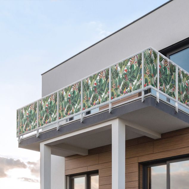 Insynsskydd för balkong väderbeständigt Colourful Tropical Rainforest Pattern II