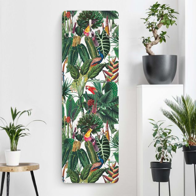 Klädhängare vägg blommor  Colourful Tropical Rainforest Pattern