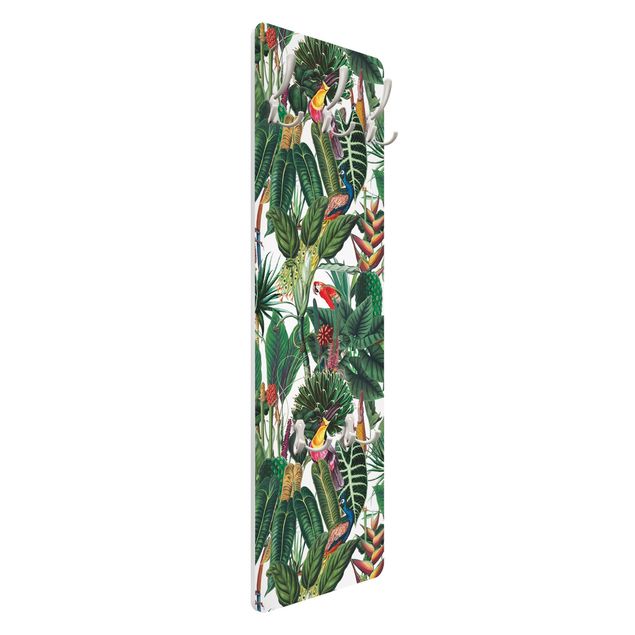 Klädhängare vägg grön Colourful Tropical Rainforest Pattern