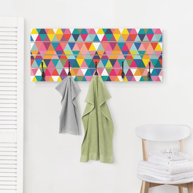 Klädhängare vägg mönster Colourful Triangle Pattern