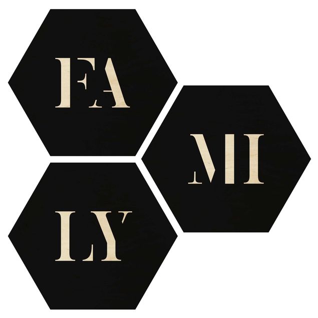 Hexagonala tavlor Letters FAMILY White Set I