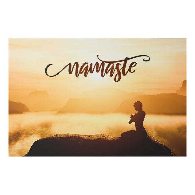 Tavlor andlig Namaste Sunrise In Mountains