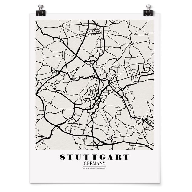 Posters ordspråk Stuttgart City Map - Classic