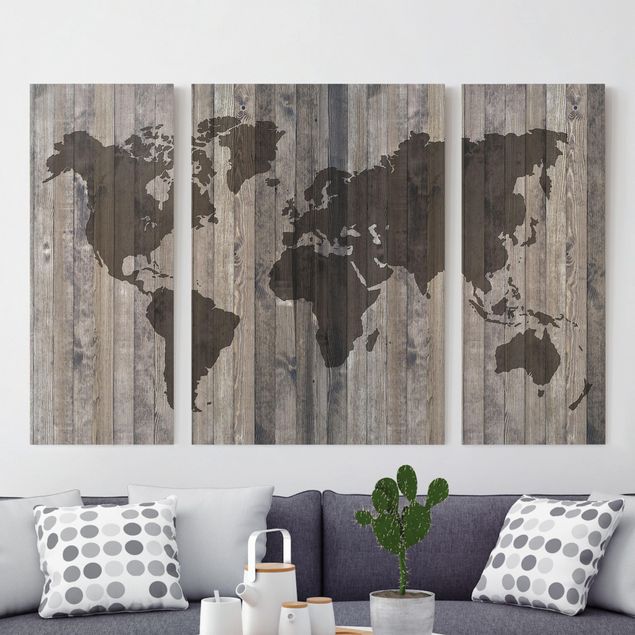 Kök dekoration Wood World Map