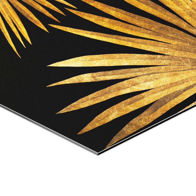 Hexagonala tavlor Gold - Tropical Vibes On Black Set II