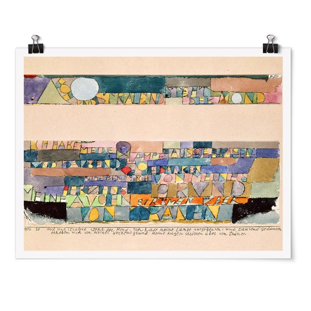 Posters arkitektur och skyline Paul Klee - High and bright the Moon stands...