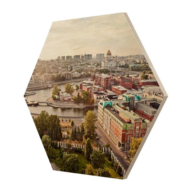 Hexagon Bild Holz - City of Moscow