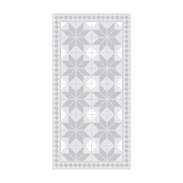 modern matta Geometrical Tiles Star Flower Grey With Narrow Border