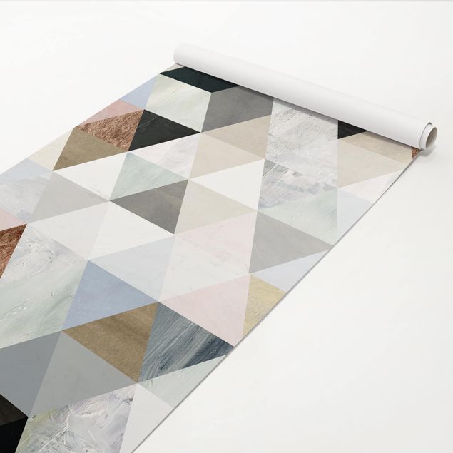 Möbelfolier skåp Watercolour Mosaic With Triangles I