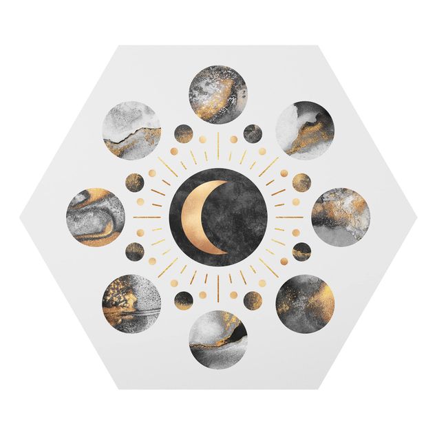 Tavlor Elisabeth Fredriksson Moon Phases Abstract Gold