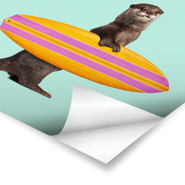 Posters konstutskrifter Otter With Surfboard