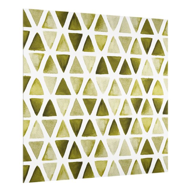 glasskiva kök Olive Coloured Watercolour Triangles