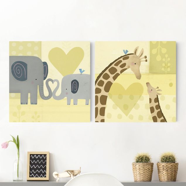 Canvastavlor elefanter Mom And I Set I