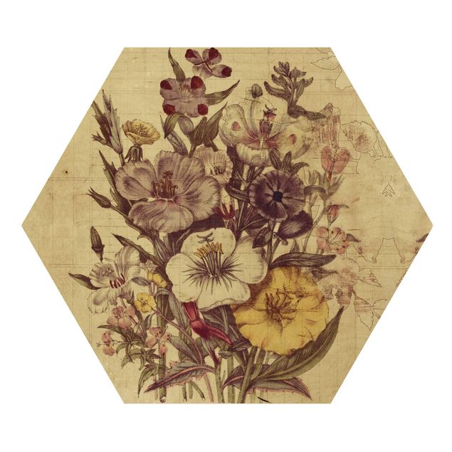Hexagonala tavlor Vintage Letter Bouquet