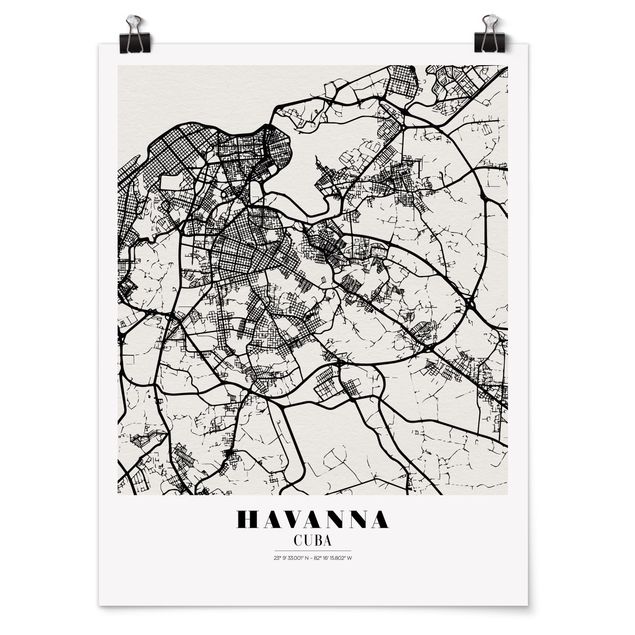 Posters ordspråk Havana City Map - Classic