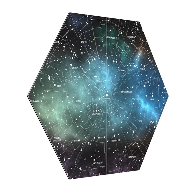 Tavlor modernt Stellar Constellation Map Galactic Nebula