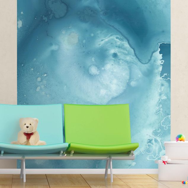 Möbelfolier skåp Wave Watercolour Turquoise l