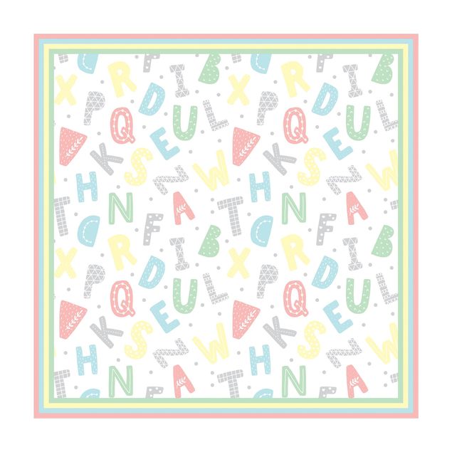 stor matta Alphabet In Pastel Colours With Frame