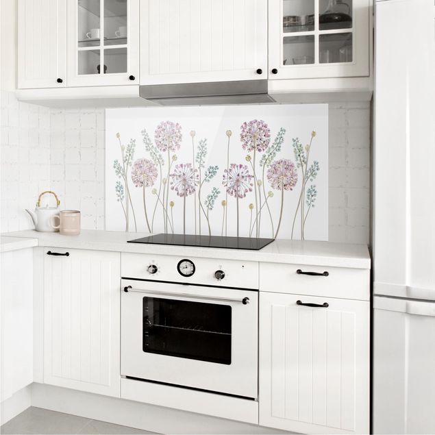 Stänkskydd kök glas blommor  Allium Illustration