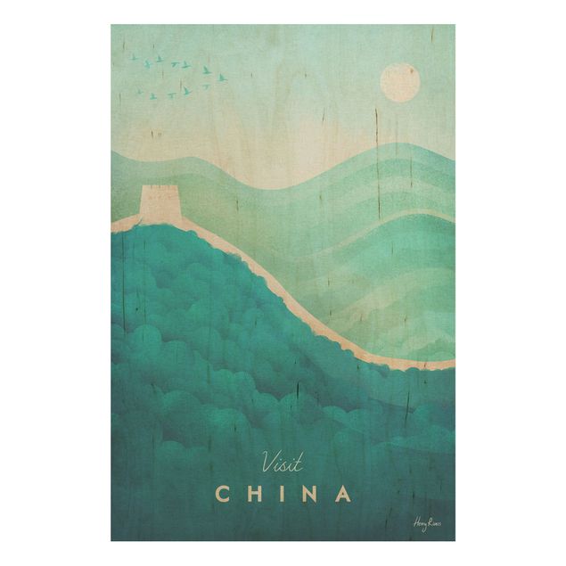 Trätavlor vintage Travel Poster - China