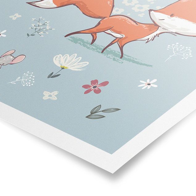 Posters djur Fox And Mouse On The Move
