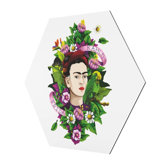Tavlor konstutskrifter Frida Kahlo - Frida, Monkey And Parrot